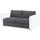 Šedá 2místná rozkládací pohovka VIMLE, moderní design s bílými bočnicemi, plyšové polštáře.