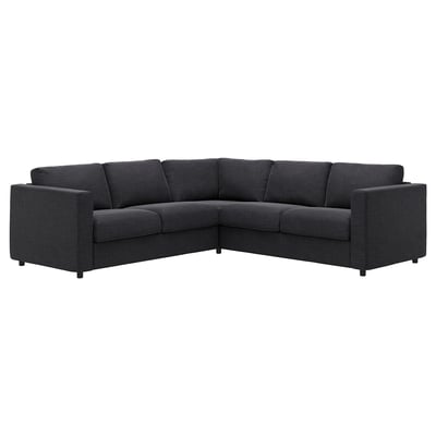Tmavě šedá sekční pohovka VIMLE, moderní minimalistický design, tvar L, potah látkou.