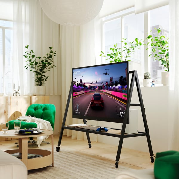 YXSTABY Herní TV stolek s kolečky, černá