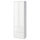 A white ÄNGSJÖN high cabinet with drawers and doors for bathroom storage. It has a sleek, modern design with integrated handles and a gloss finish.