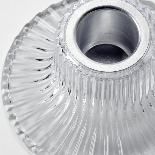 FINSMAK Candlestick, clear glass, 4 cm