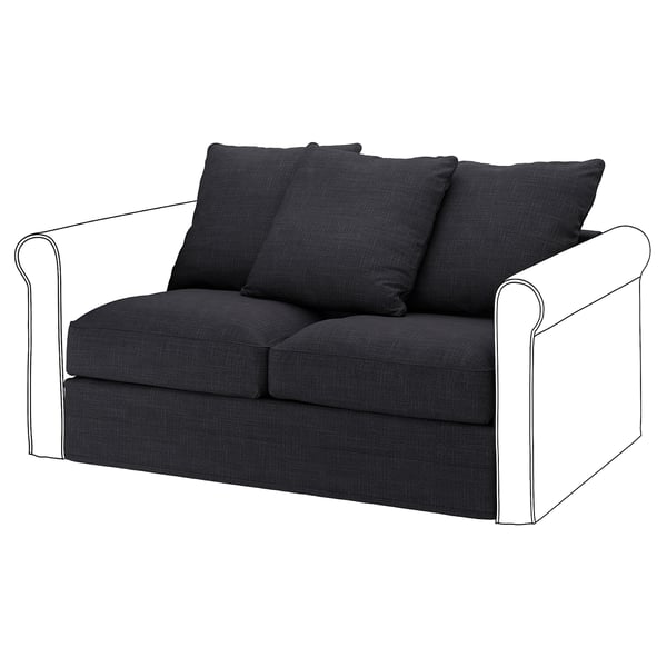 GRÖNLID loveseat: dark grey, soft & comfortable, roll arms, textured fabric.