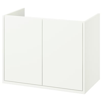 Havbaeck white bathroom cabinet, modern, minimalist design, wall-mountable, wood composite.
