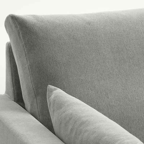 Soft, modern sofa with textured grey upholstery and comfortable cushions.