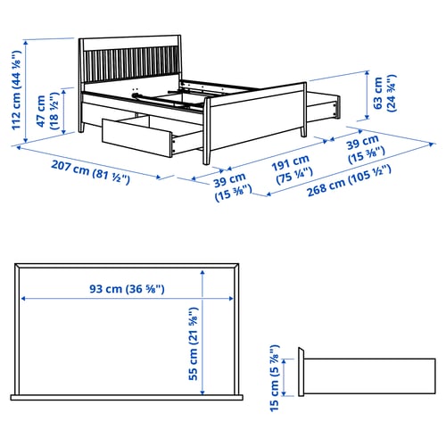 Illustration with measurements for the product: IDANÄS.
