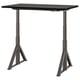 An IDÅSEN adjustable desk in black with a rectangular top and triangle legs. Its height-adjustable and cable management.