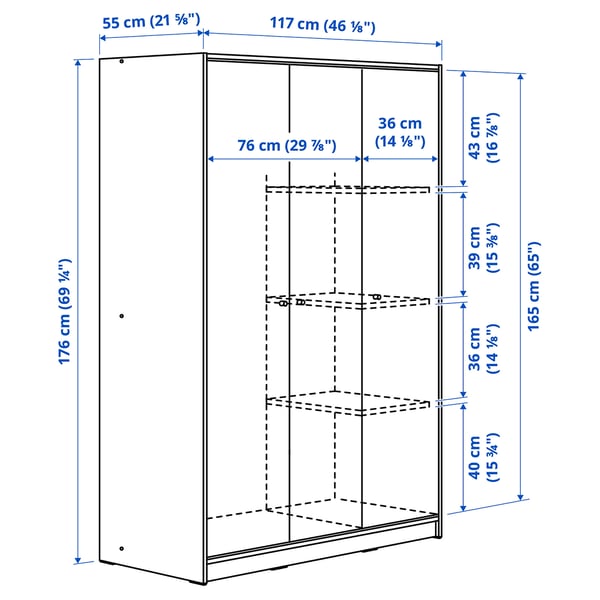 Illustration with measurements for the product: KLEPPSTAD.
