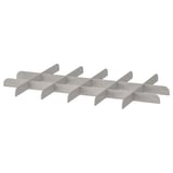KOMPLEMENT grey shoe rack, made of polyester, with multiple compartments for organising.