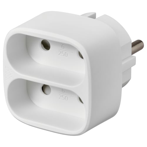 KOPPLA 2-way adaptor plug, unearthed white