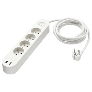 KOPPLA white surge protector with 4 outlets, 2 usb ports.