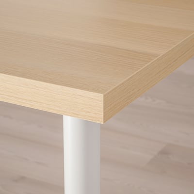 LAGKAPTEN / OLOV Desk, white stained oak effect/white, 120x60 cm