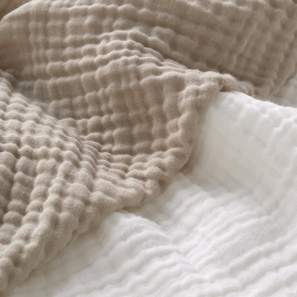 LEN Fitted sheet for cot, white beige/muslin, 60x120 cm