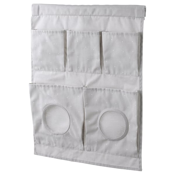 Grey recycled polyester hanging organiser with pockets and mesh windows