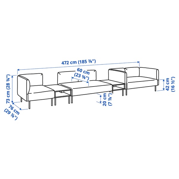 Illustration with measurements for the product: LILLEHEM.