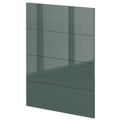 Modern kitchen panel: METOD series. High-gloss grey-green, rectangular, sleek design.