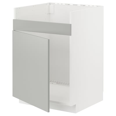 Modular kitchen cabinet, white with light grey drawer, modern design, clean lines, sturdy construction.