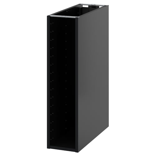 Black METOD kitchen cabinet, rectangular with perforated back, sturdy design.