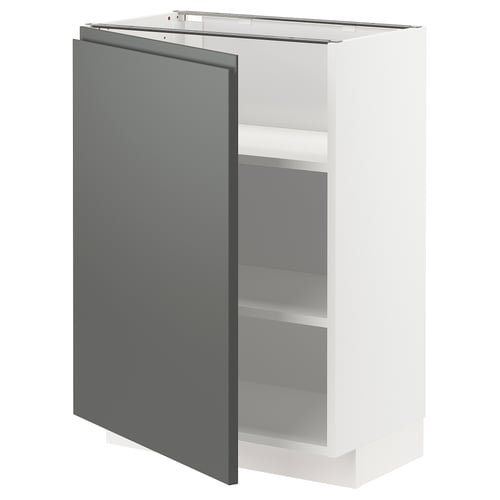 METOD kitchen cabinet in dark gray with shelves.
