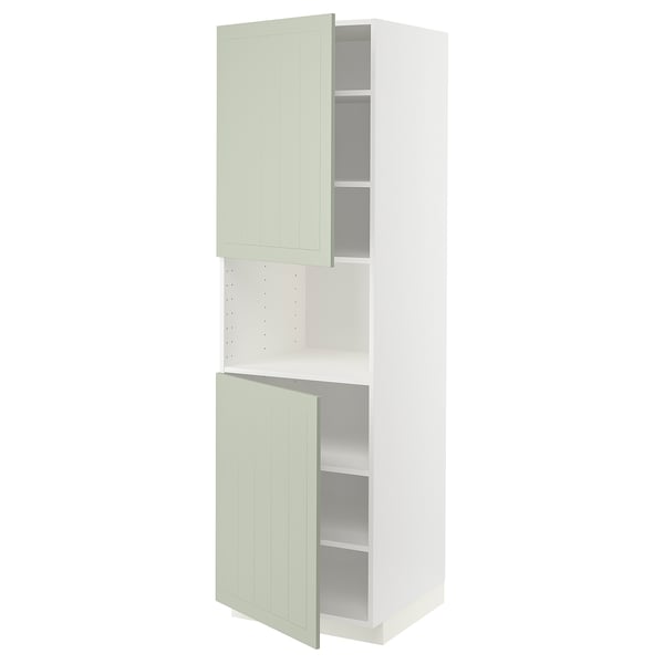 METOD kitchen cabinet in green with adjustable shelf and hinged doors.