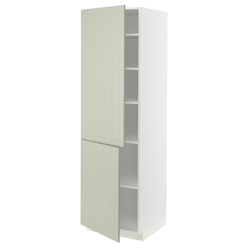 Green METOD cabinet with 2 doors and adjustable shelf.