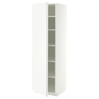 METOD High cabinet with shelves, white/VOXTORP matt white vertical handle, 60x60x200 cm