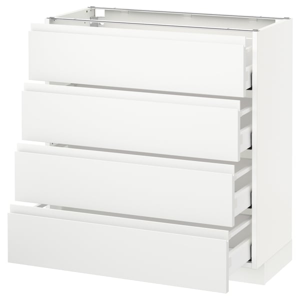 White METOD kitchen unit, 3 full-extension drawers, modern design.