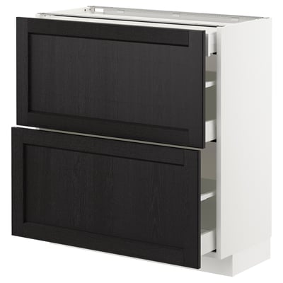Modern kitchen cabinet: METOD, white & black, wood, rectangular, sleek design.