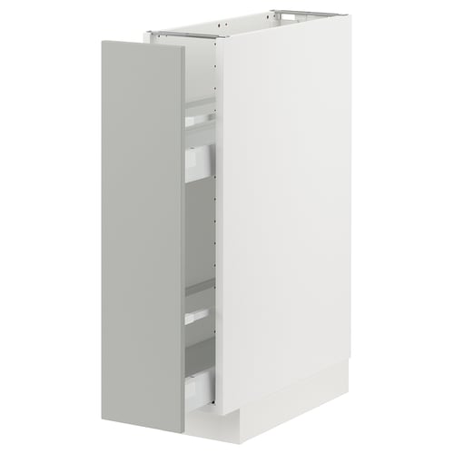 METOD kitchen unit: light gray, rectangular, modern design, white interior, with shelves, tall cabinet.