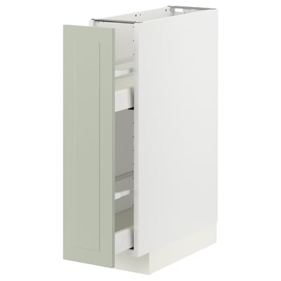 METOD kitchen cabinet, green, with pull-out drawer, white and green colors, rectangular shape, modern design.