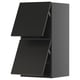 Black modern wall-mounted kitchen cabinet with flat panels and minimalist design.