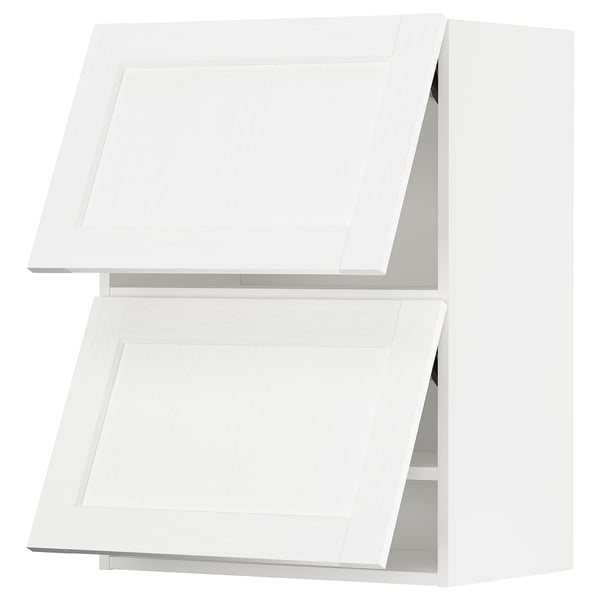 White METOD kitchen cabinet with double doors. Square design, flat panel, classic style.
