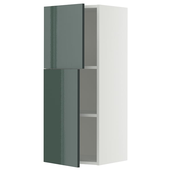 High gloss green cabinet with white base, adjustable shelf, modern style.