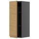 Modern kitchen cabinet with oak-wood door, black frame, rectangular shape, and minimalist design.