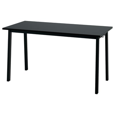 MITTZON black conference table. Rectangular, black top. Steel legs. Simple, modern design.