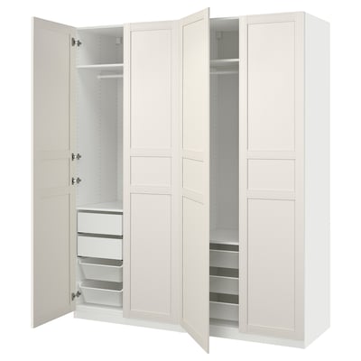 PAX / FLISBERGET Wardrobe combination, white/off-white, 200x66x236 cm