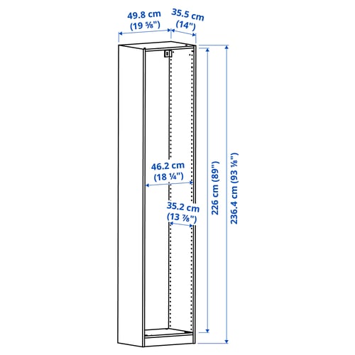 Illustration with measurements for the product: PAX.
