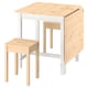 PINNTORP / HÄGERNÄS Table and 2 stools, light brown stained white stained/pine pine, 67/124x75 cm