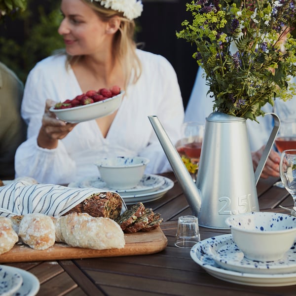 SILVERSIDA Plate, patterned/blue, 26 cm