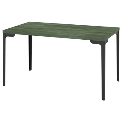 A green SKÅLSTA table with a rectangular top and black metal legs.