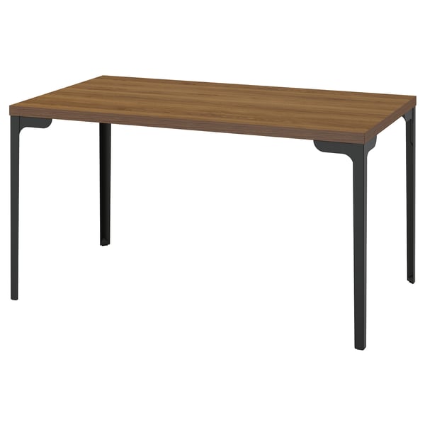 SKÅLSTA table in wood, black legs. Rectangular, sleek design.