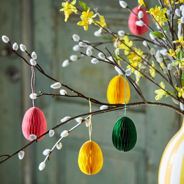 TJÄRLEK Hanging decoration, egg/mixed colours