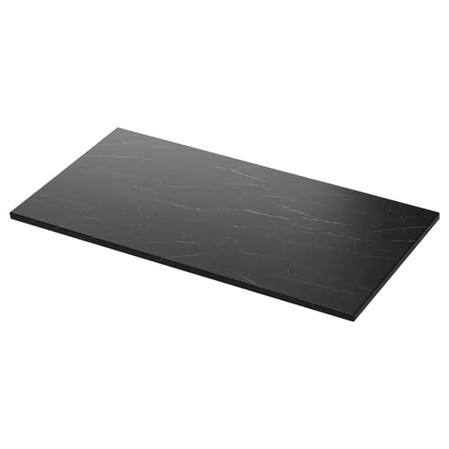 Black TOLKEN countertop with marble effect, fibreboard & melamine finish, ideal for bathrooms.