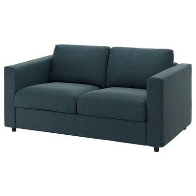 VIMLE teal sofa, 2-seat with clean lines, padded for comfort.
