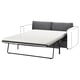 Modern grey sofa-bed, sleek design, metal frame, convertible with cushions.
