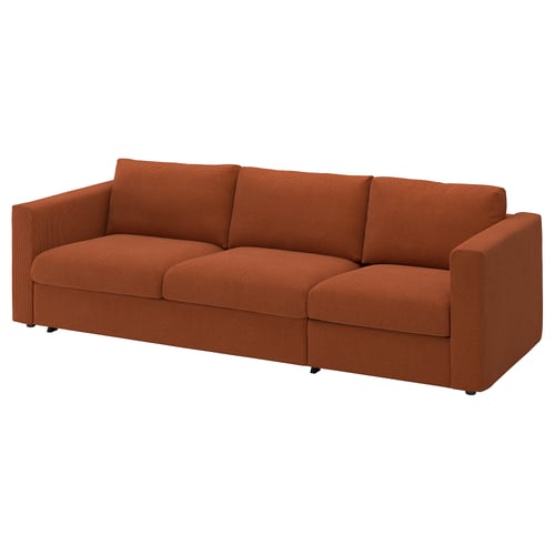 VIMLE 3-seat sofa-bed, Mosshed red-brown