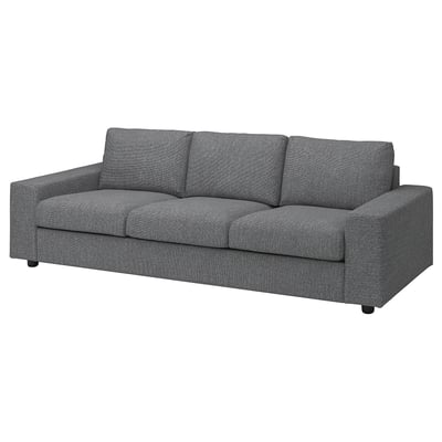Grey VIMLE sofa, modern design, fabric cover, square cushions.