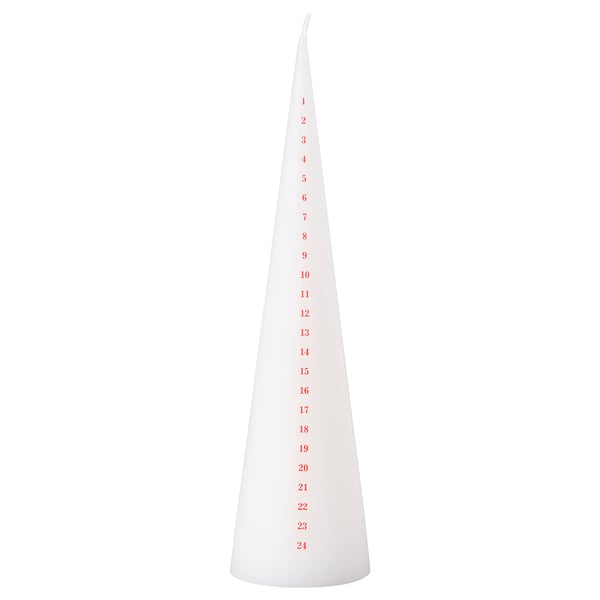 VINTERFINT Unscented pillar candle, calendar white/red, 25 cm