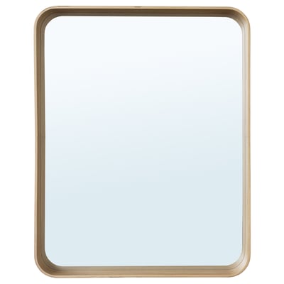 DVÄRGSYREN Gold Spiegel: rechteckig, Rahmen aus Eiche, Wandmontage.