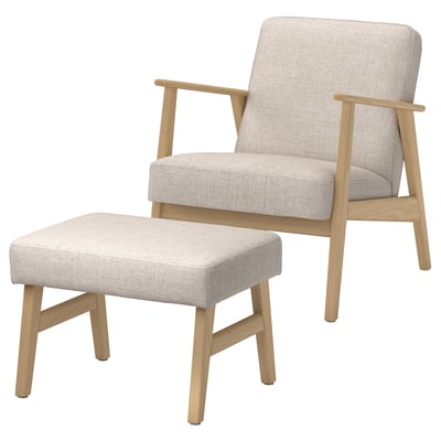 EKENÄSET Sessel und Hocker, Eichenachbildung/Kilanda hellbeige