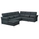 Modernes dunkelgraues Ecksofa mit verstellbaren Abschnitten, schlanken Metallbeinen und weichen Kissen für mehr Komfort.